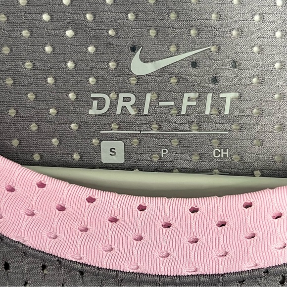 Nike Cropped Running Top Women's Gunsmoke/Pink Athleisure Activewear Gym Sz S - Picture 7 of 7